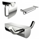 American Imaginations AI-13660 Modern Multi-Rod Towel Rack, Toilet Paper Holder And Robe Hook Accessory Set