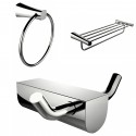 American Imaginations AI-13668 Chrome Plated Multi-Rod Towel Rack With Towel Ring And Robe Hook Accessory Set