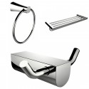 American Imaginations AI-13672 Chrome Plated Multi-Rod Towel Rack With Towel Ring And Robe Hook Accessory Set