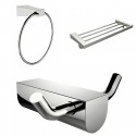 American Imaginations AI-13677 Chrome Plated Multi-Rod Towel Rack With Towel Ring And Robe Hook Accessory Set