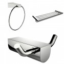 American Imaginations AI-13679 Chrome Plated Multi-Rod Towel Rack With Towel Ring And Robe Hook Accessory Set