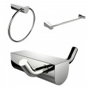 American Imaginations AI-13680 Chrome Plated Towel Ring With Single Rod Towel Rack And Robe Hook Accessory Set