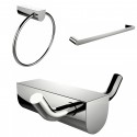 American Imaginations AI-13684 Chrome Plated Towel Ring With Single Rod Towel Rack And Robe Hook Accessory Set