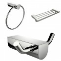 American Imaginations AI-13683 Chrome Plated Towel Ring With Multi-Rod Towel Rack And Robe Hook Accessory Set