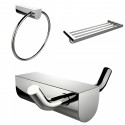 American Imaginations AI-13685 Chrome Plated Towel Ring With Multi-Rod Towel Rack And Robe Hook Accessory Set