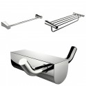 American Imaginations AI-13686 Chrome Plated Robe Hook With Single Towel Rod And Multi-Rod Towel Rack Accessory Set