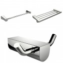 American Imaginations AI-13688 Chrome Plated Robe Hook With Single Towel Rod And Multi-Rod Towel Rack Accessory Set