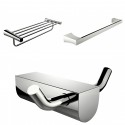 American Imaginations AI-13691 Chrome Plated Robe Hook With Single Towel Rod And Multi-Rod Towel Rack Accessory Set