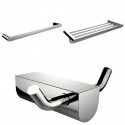 American Imaginations AI-13700 Chrome Plated Robe Hook With Single Towel Rod And Multi-Rod Towel Rack Accessory Set