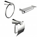 American Imaginations AI-13921 Chrome Towel Ring, Multi-Rod Towel Rack And Toilet Paper Holder Accessory Set