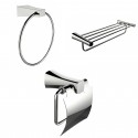 American Imaginations AI-13928 Chrome Towel Ring, Multi-Rod Towel Rack And Toilet Paper Holder Accessory Set
