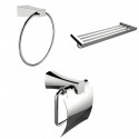 American Imaginations AI-13932 Chrome Towel Ring, Multi-Rod Towel Rack And Toilet Paper Holder Accessory Set