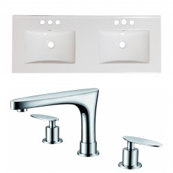American Imaginations AI-15926 Ceramic Top Set In White Color With 8-in. o.c. CUPC Faucet