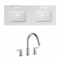 American Imaginations AI-15930 Ceramic Top Set In White Color With 8-in. o.c. CUPC Faucet