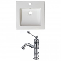 American Imaginations AI-15937 Ceramic Top Set In White Color With Single Hole CUPC Faucet