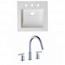 American Imaginations AI-15944 Ceramic Top Set In White Color With 8-in. o.c. CUPC Faucet