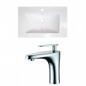 American Imaginations AI-15947 Ceramic Top Set In White Color With Single Hole CUPC Faucet