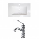 American Imaginations AI-15951 Ceramic Top Set In White Color With Single Hole CUPC Faucet