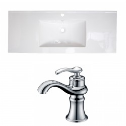 American Imaginations AI-16002 Ceramic Top Set In White Color With Single Hole CUPC Faucet