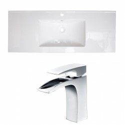 American Imaginations AI-16005 Ceramic Top Set In White Color With Single Hole CUPC Faucet