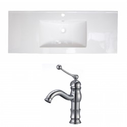 American Imaginations AI-16007 Ceramic Top Set In White Color With Single Hole CUPC Faucet
