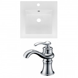 American Imaginations AI-16016 Ceramic Top Set In White Color With Single Hole CUPC Faucet