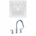 American Imaginations AI-16028 Ceramic Top Set In White Color With 8-in. o.c. CUPC Faucet