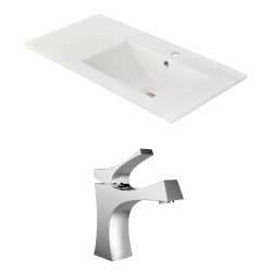 American Imaginations AI-16029 Ceramic Top Set In White Color With Single Hole CUPC Faucet