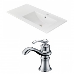 American Imaginations AI-16030 Ceramic Top Set In White Color With Single Hole CUPC Faucet