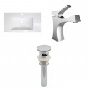 American Imaginations AI-16565 Ceramic Top Set In White Color With Single Hole CUPC Faucet And Drain