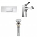 American Imaginations AI-16577 Ceramic Top Set In White Color With Single Hole CUPC Faucet And Drain