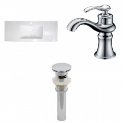 American Imaginations AI-16578 Ceramic Top Set In White Color With Single Hole CUPC Faucet And Drain
