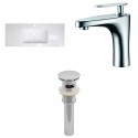 American Imaginations AI-16579 Ceramic Top Set In White Color With Single Hole CUPC Faucet And Drain