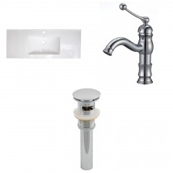 American Imaginations AI-16582 Ceramic Top Set In White Color With Single Hole CUPC Faucet And Drain