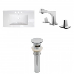 American Imaginations AI-16589 Ceramic Top Set In White Color With 8-in. o.c. CUPC Faucet And Drain