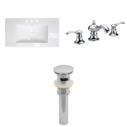 American Imaginations AI-16590 Ceramic Top Set In White Color With 8-in. o.c. CUPC Faucet And Drain