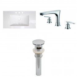 American Imaginations AI-16591 Ceramic Top Set In White Color With 8-in. o.c. CUPC Faucet And Drain