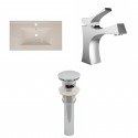 American Imaginations AI-16596 Ceramic Top Set In Biscuit Color With Single Hole CUPC Faucet And Drain