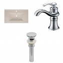 American Imaginations AI-16597 Ceramic Top Set In Biscuit Color With Single Hole CUPC Faucet And Drain