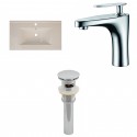 American Imaginations AI-16598 Ceramic Top Set In Biscuit Color With Single Hole CUPC Faucet And Drain