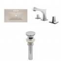 American Imaginations AI-16602 Ceramic Top Set In Biscuit Color With 8-in. o.c. CUPC Faucet And Drain