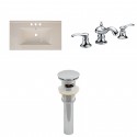 American Imaginations AI-16603 Ceramic Top Set In Biscuit Color With 8-in. o.c. CUPC Faucet And Drain