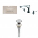 American Imaginations AI-16604 Ceramic Top Set In Biscuit Color With 8-in. o.c. CUPC Faucet And Drain