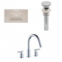 American Imaginations AI-16608 Ceramic Top Set In Biscuit Color With 8-in. o.c. CUPC Faucet And Drain