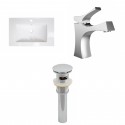American Imaginations AI-16609 Ceramic Top Set In White Color With Single Hole CUPC Faucet And Drain