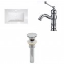 American Imaginations AI-16614 Ceramic Top Set In White Color With Single Hole CUPC Faucet And Drain