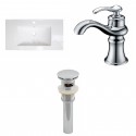 American Imaginations AI-16616 Ceramic Top Set In White Color With Single Hole CUPC Faucet And Drain