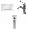 American Imaginations AI-16620 Ceramic Top Set In White Color With Single Hole CUPC Faucet And Drain