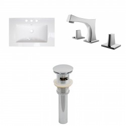 American Imaginations AI-16664 Ceramic Top Set In White Color With 8-in. o.c. CUPC Faucet And Drain