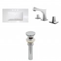 American Imaginations AI-16671 Ceramic Top Set In White Color With 8-in. o.c. CUPC Faucet And Drain